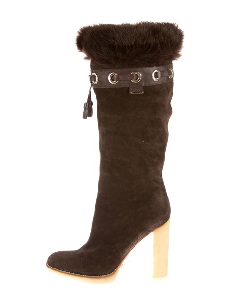 fur gucci boots|gucci fur shoes style.